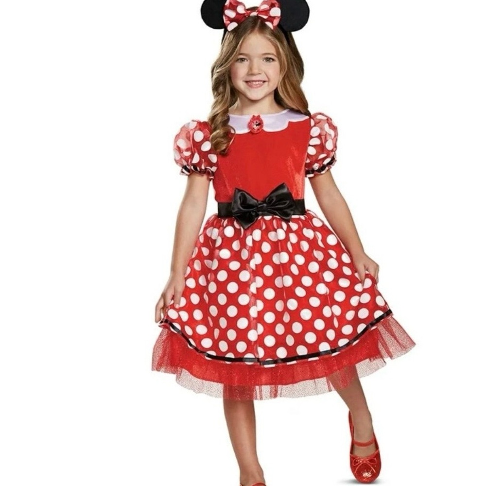 Disney Minnie Mouse Costume for Girls, Red Polka Dot, Girls Size 6-6x